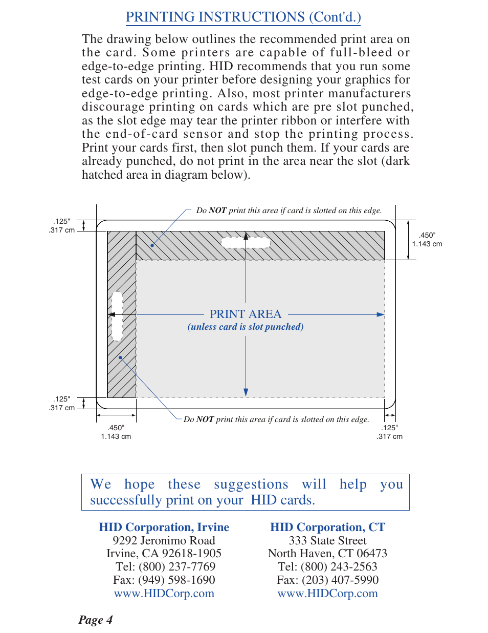 Printing instructions (cont'd.) | HID ProxCard Handling Guide User Manual | Page 4 / 4