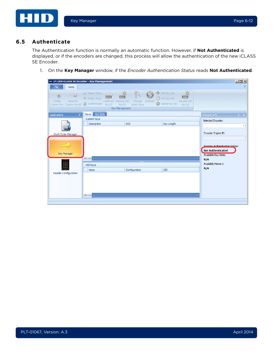 5 authenticate, Authenticate -12 | HID iCLASS SE Encoder User Guide User Manual | Page 130 / 186