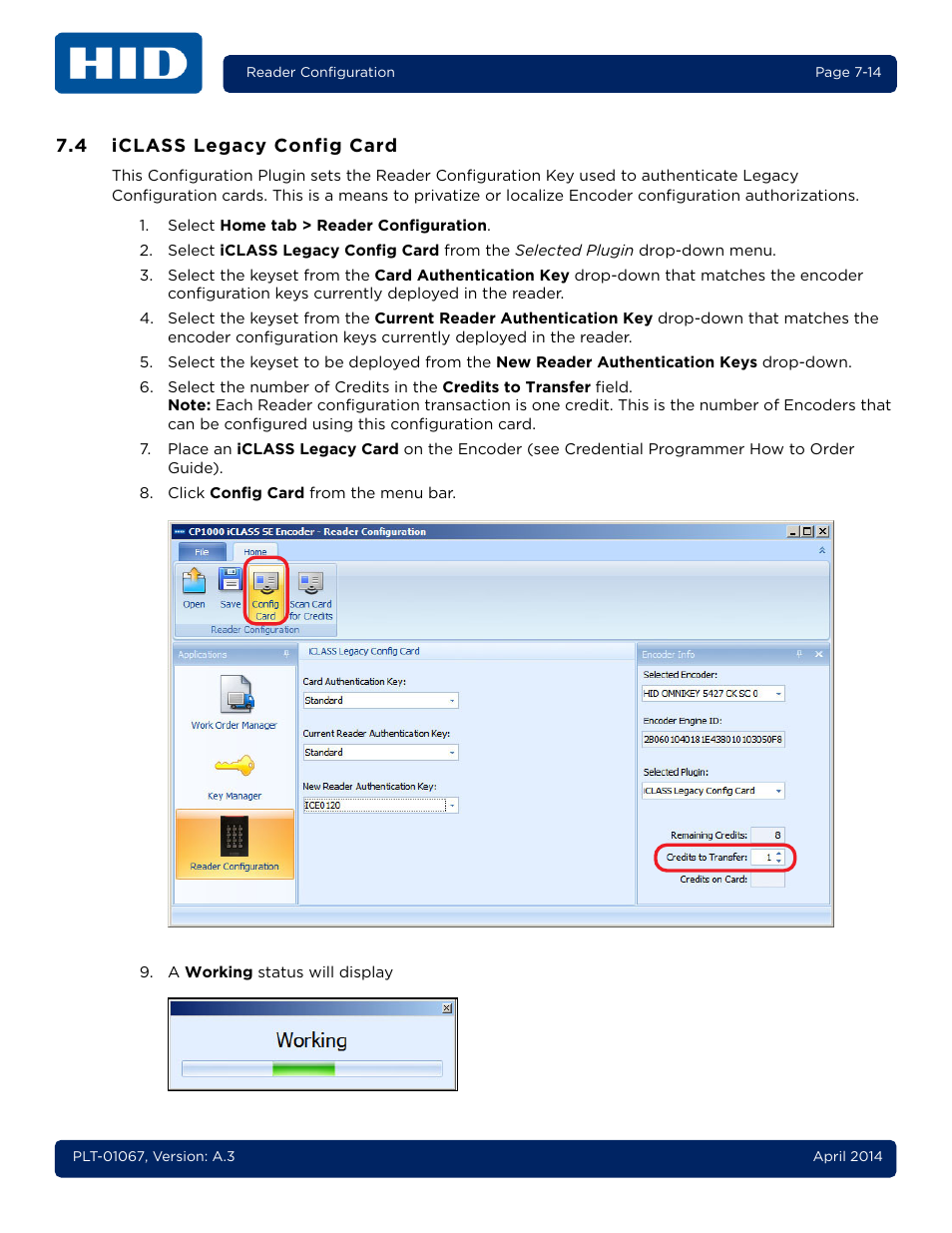 4 iclass legacy config card, Iclass legacy config card -14 | HID iCLASS SE Encoder User Guide User Manual | Page 156 / 186