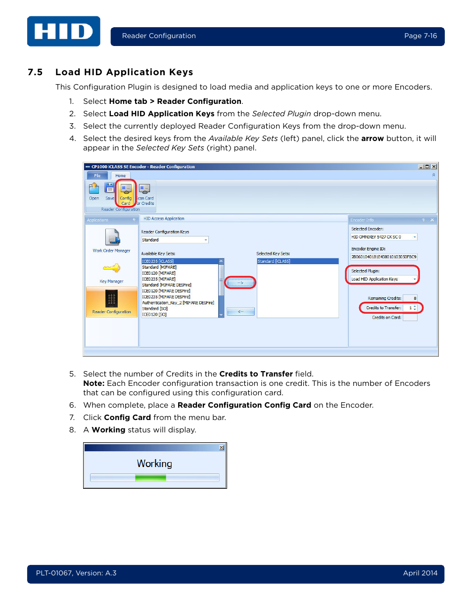 5 load hid application keys, Load hid application keys -16 | HID iCLASS SE Encoder User Guide User Manual | Page 158 / 186