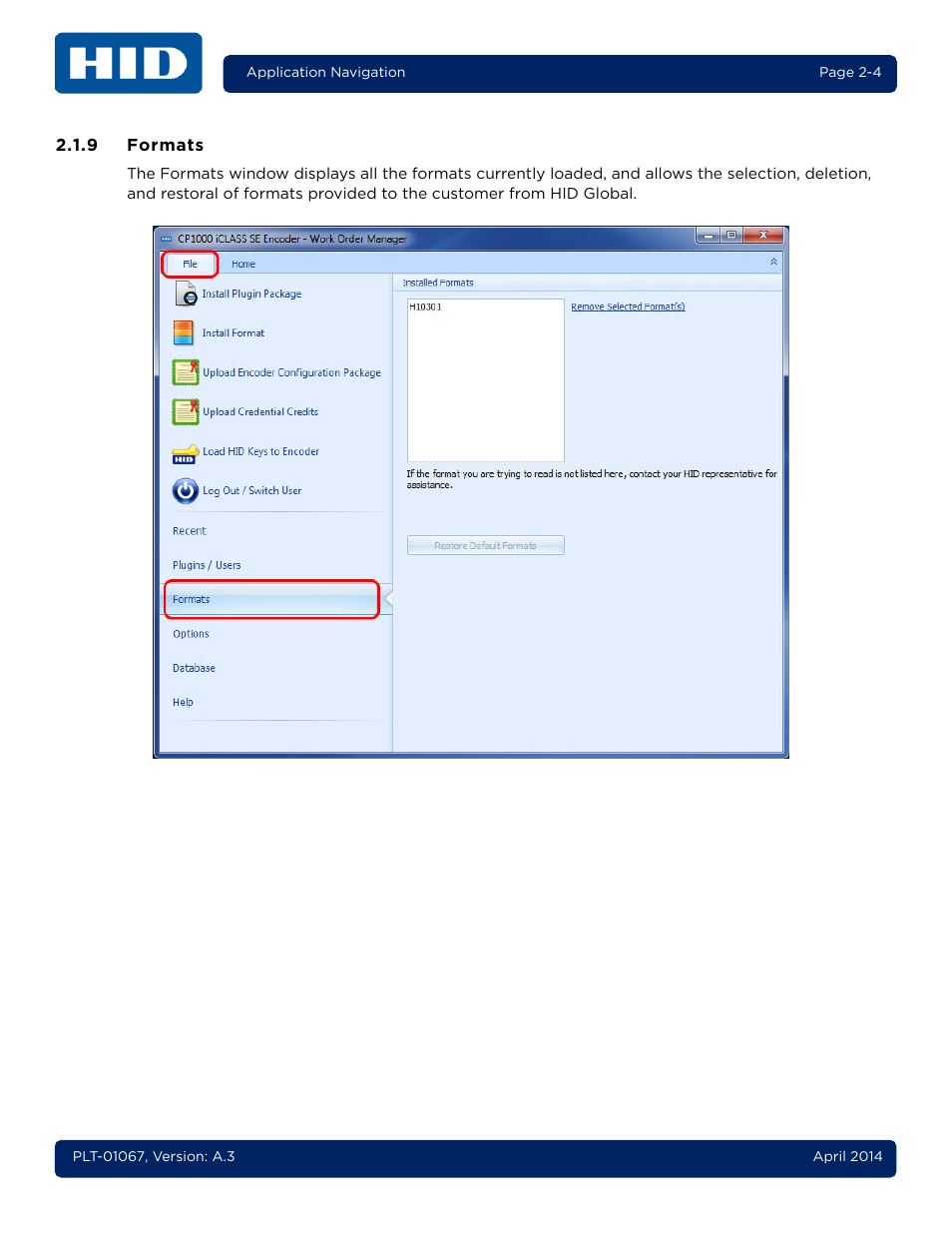 9 formats, Formats -4 | HID iCLASS SE Encoder User Guide User Manual | Page 18 / 186