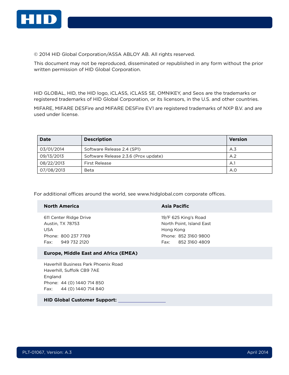 HID iCLASS SE Encoder User Guide User Manual | Page 2 / 186