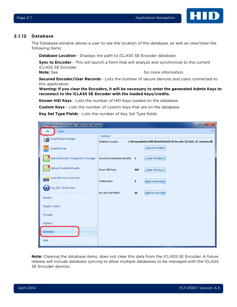 12 database, Database -7 | HID iCLASS SE Encoder User Guide User Manual | Page 21 / 186