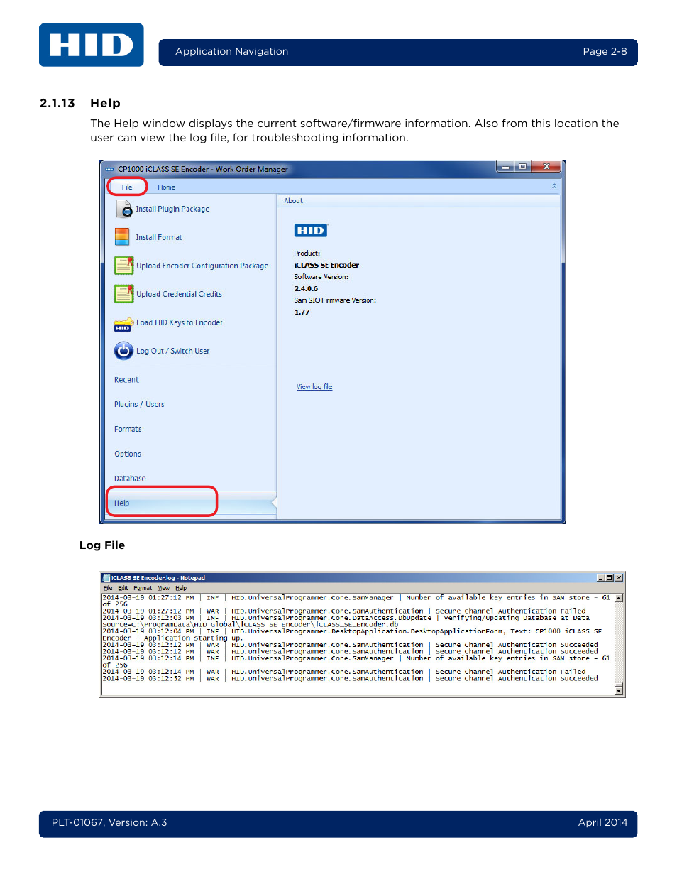 13 help, Help -8 | HID iCLASS SE Encoder User Guide User Manual | Page 22 / 186