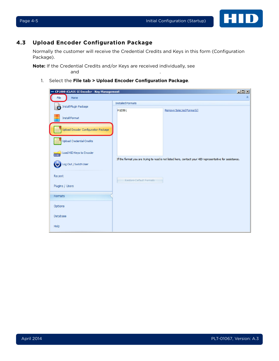 3 upload encoder configuration package, Upload encoder configuration package -5 | HID iCLASS SE Encoder User Guide User Manual | Page 37 / 186