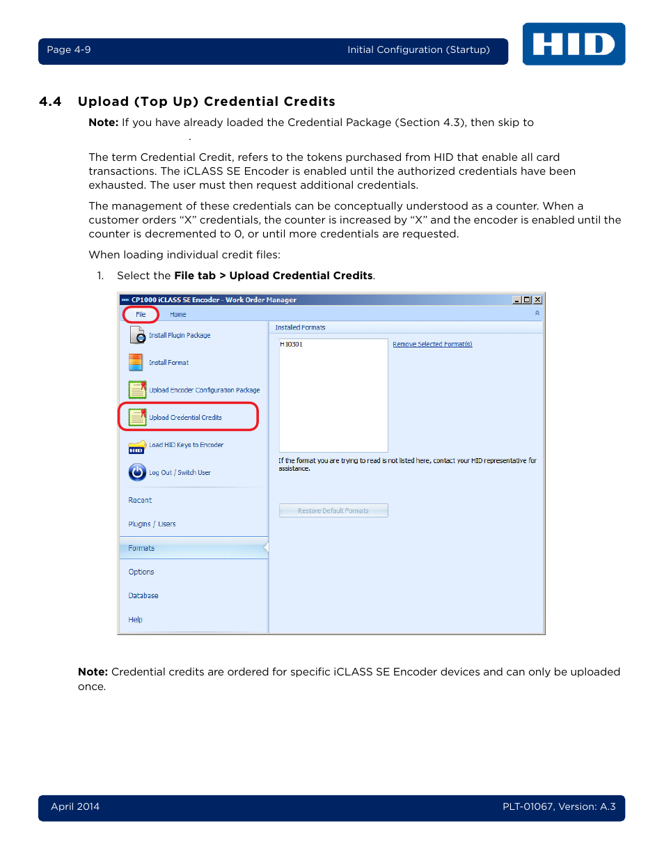 4 upload (top up) credential credits, Upload (top up) credential credits -9 | HID iCLASS SE Encoder User Guide User Manual | Page 41 / 186