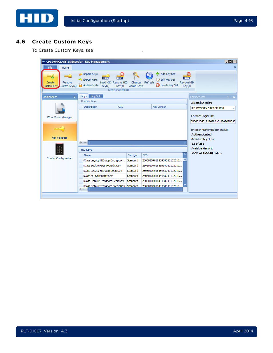 6 create custom keys, Create custom keys -16 | HID iCLASS SE Encoder User Guide User Manual | Page 48 / 186