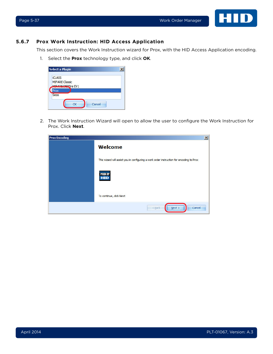 7 prox work instruction: hid access application, Prox work instruction: hid access application -37 | HID iCLASS SE Encoder User Guide User Manual | Page 85 / 186