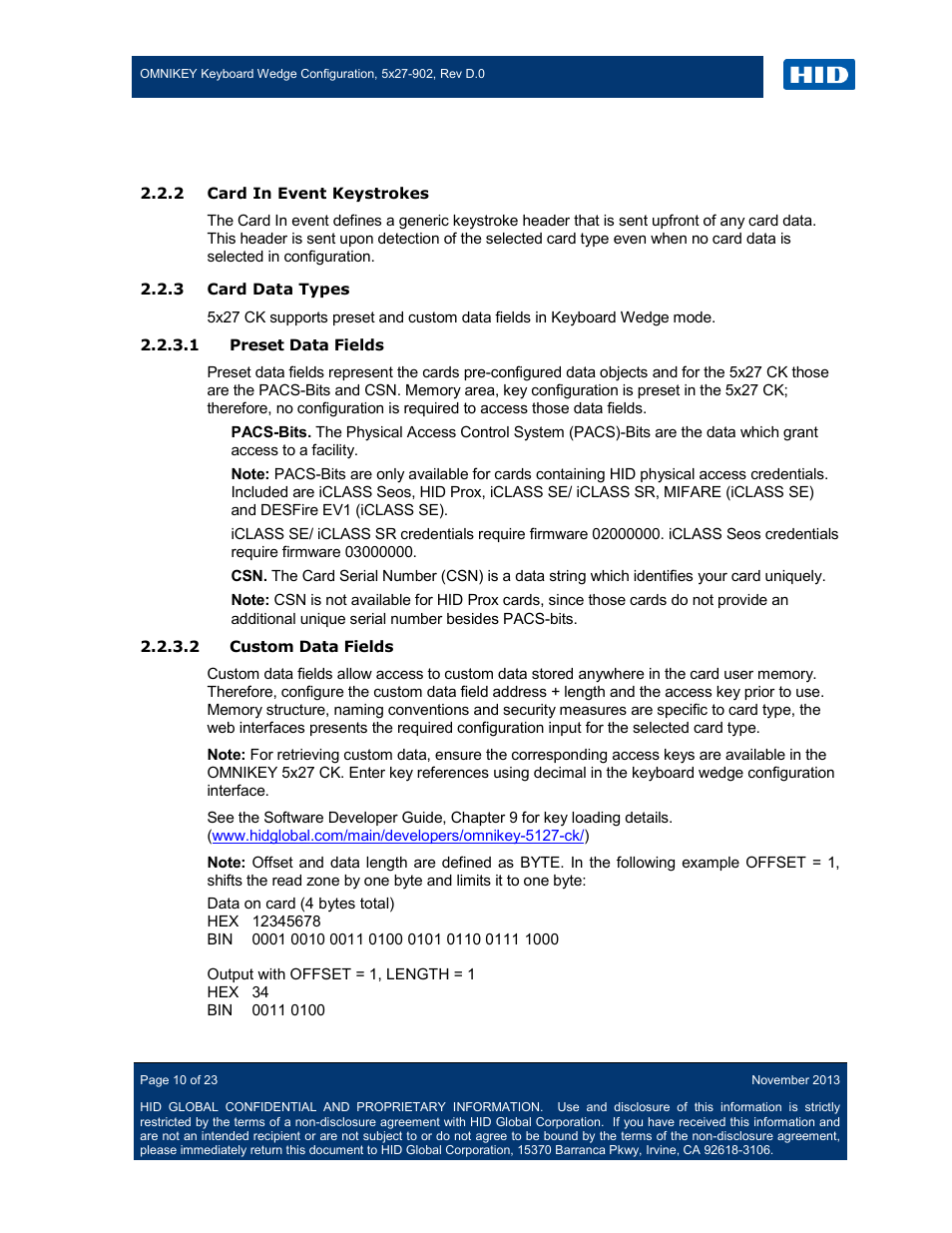 2 card in event keystrokes, 3 card data types | HID OMNIKEY 5427 CK Keyboard Wedge User Guide User Manual | Page 10 / 23