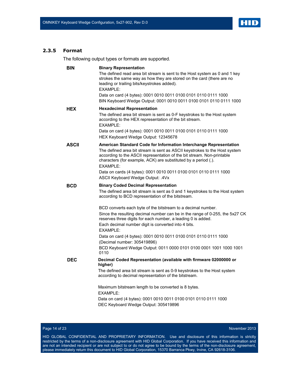 5 format | HID OMNIKEY 5427 CK Keyboard Wedge User Guide User Manual | Page 14 / 23