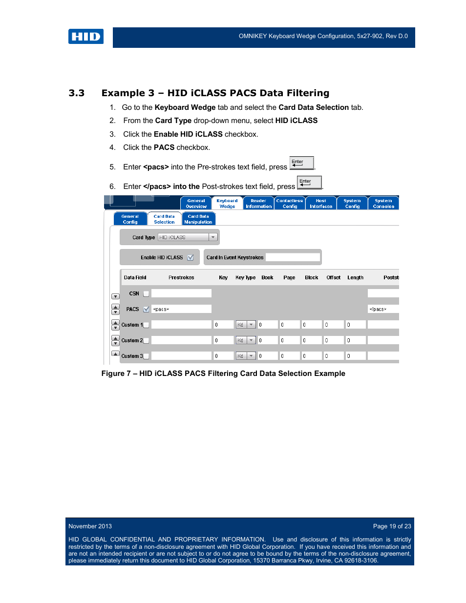 3 example 3 – hid iclass pacs data filtering, Example 3 – hid iclass pacs data filtering | HID OMNIKEY 5427 CK Keyboard Wedge User Guide User Manual | Page 19 / 23