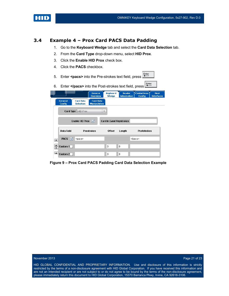 4 example 4 – prox card pacs data padding, Example 4 – prox card pacs data padding | HID OMNIKEY 5427 CK Keyboard Wedge User Guide User Manual | Page 21 / 23