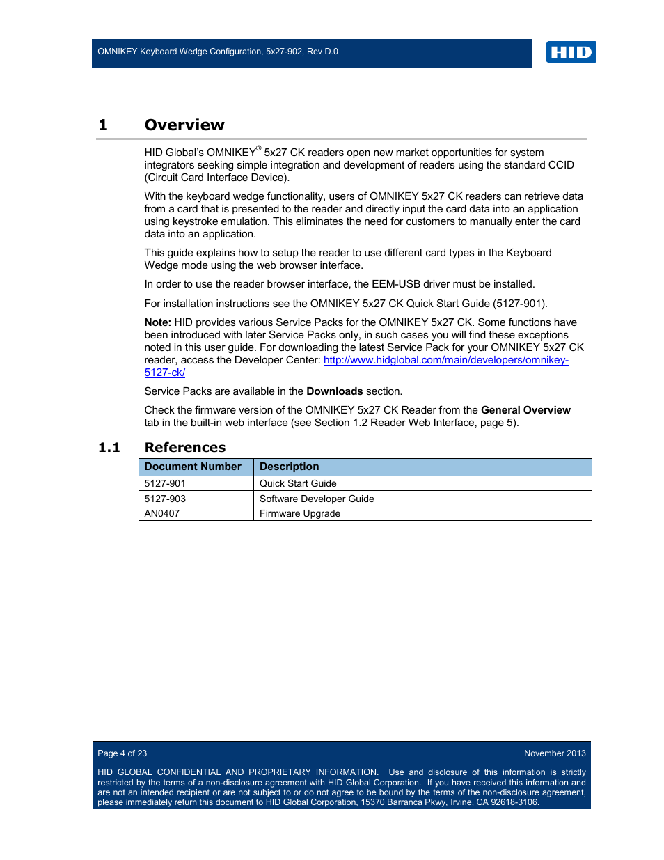 1 overview, 1 references, Overview | References, 1overview | HID OMNIKEY 5427 CK Keyboard Wedge User Guide User Manual | Page 4 / 23