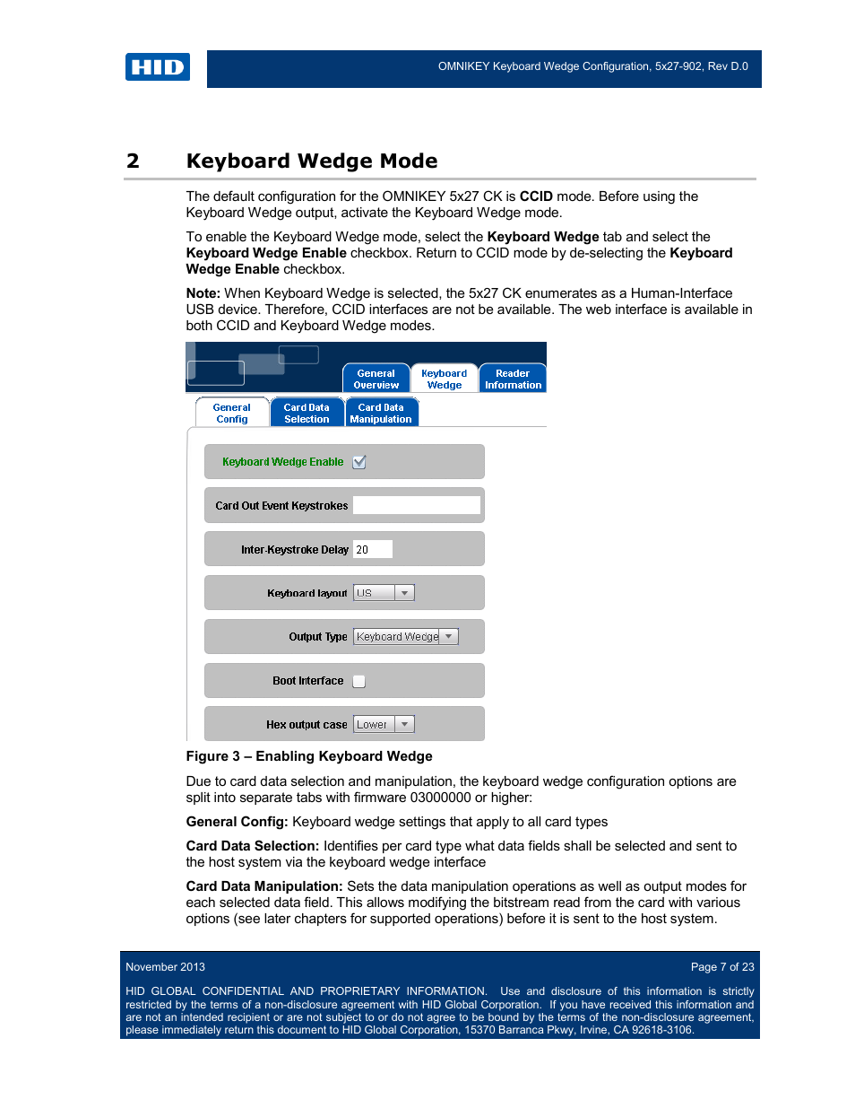 2 keyboard wedge mode, Keyboard wedge mode, Figure 3 – enabling keyboard wedge | 2keyboard wedge mode | HID OMNIKEY 5427 CK Keyboard Wedge User Guide User Manual | Page 7 / 23