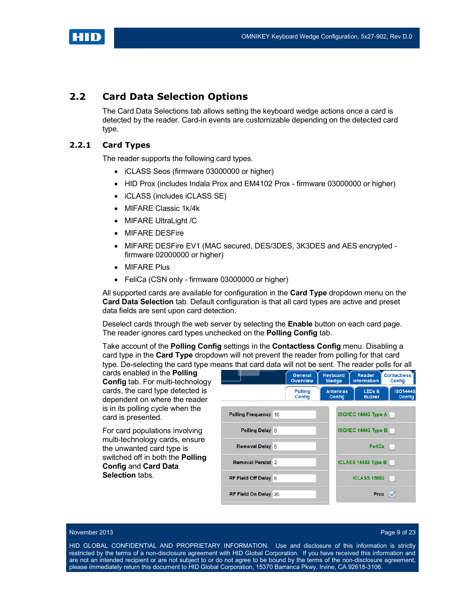 2 card data selection options, 1 card types, Card data selection options | HID OMNIKEY 5427 CK Keyboard Wedge User Guide User Manual | Page 9 / 23