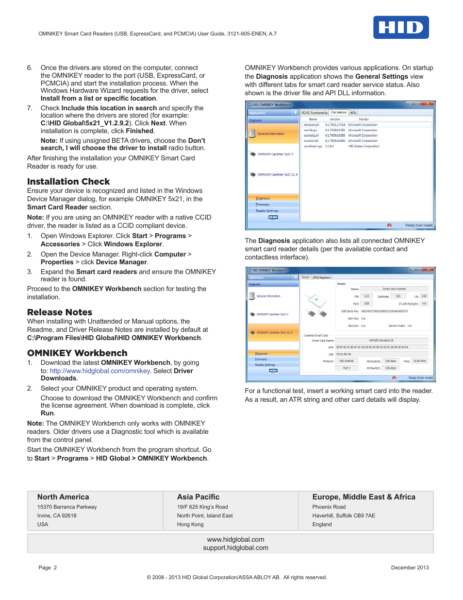 Installation check, Omnikey workbench | HID OMNIKEY User Guide User Manual | Page 2 / 2