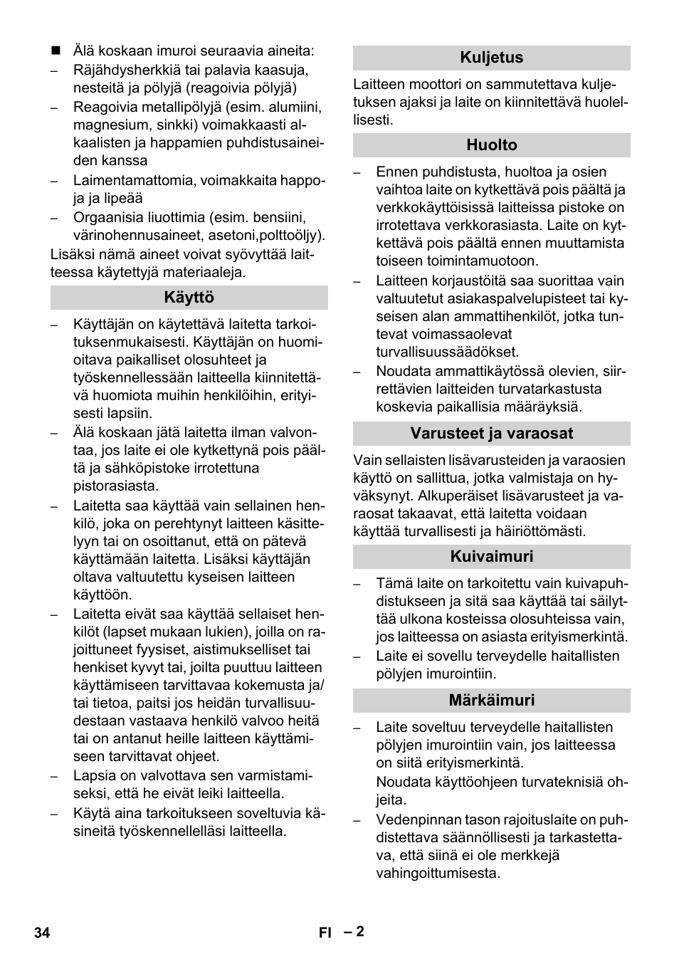 Karcher Wet/dry vacuum cleaner User Manual | Page 34 / 100