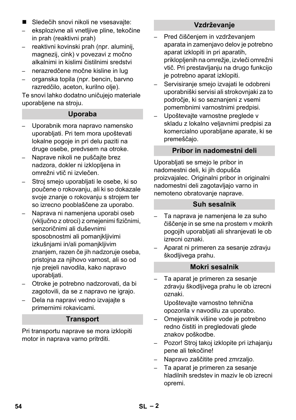 Karcher Wet/dry vacuum cleaner User Manual | Page 54 / 100