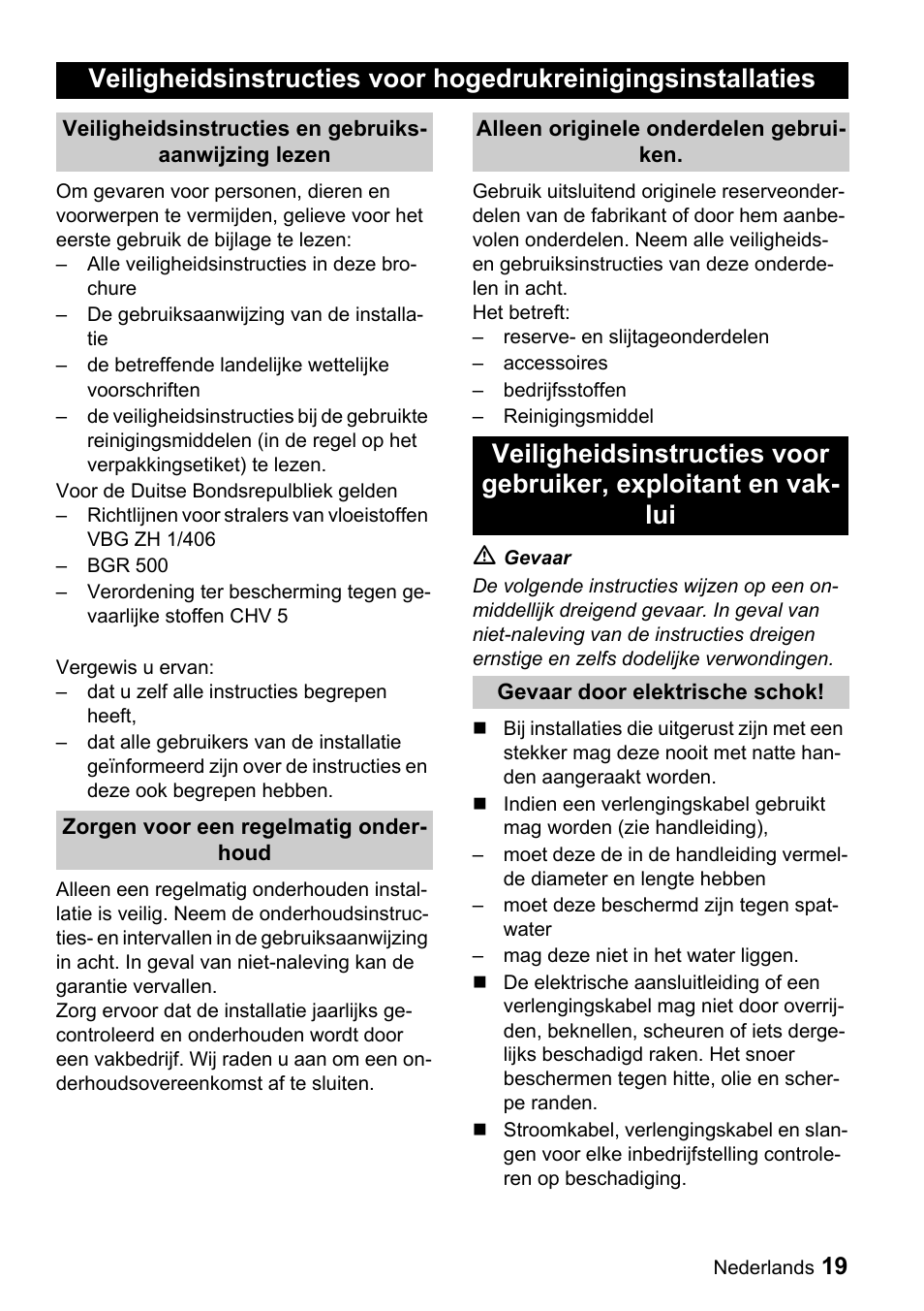 Karcher Sicherheitshinweise für Hochdruck-Reinigungsanlagen User Manual | Page 19 / 92