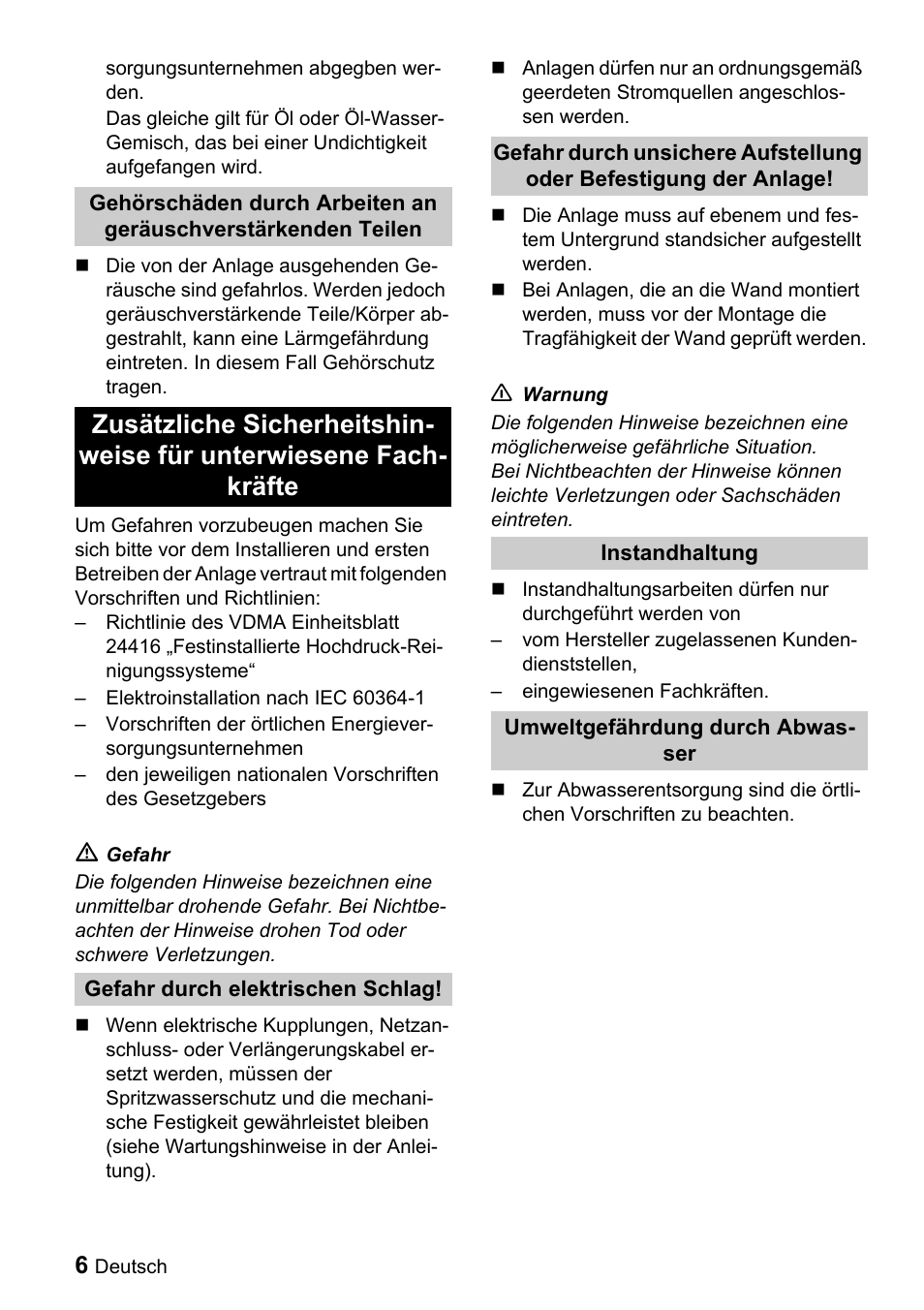 Karcher Sicherheitshinweise für Hochdruck-Reinigungsanlagen User Manual | Page 6 / 92