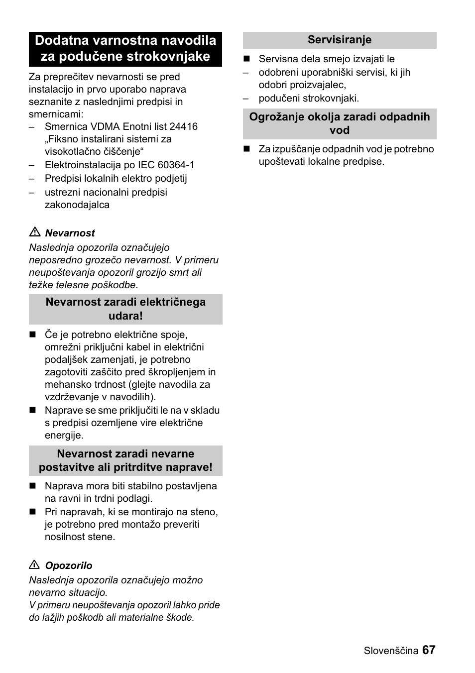 Karcher Sicherheitshinweise für Hochdruck-Reinigungsanlagen User Manual | Page 67 / 92