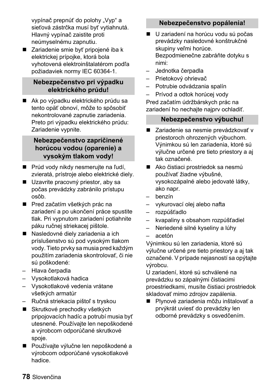 Karcher Sicherheitshinweise für Hochdruck-Reinigungsanlagen User Manual | Page 78 / 92