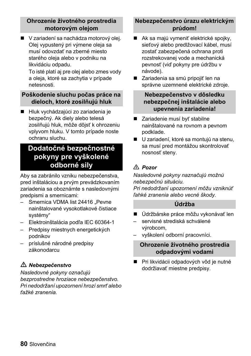 Karcher Sicherheitshinweise für Hochdruck-Reinigungsanlagen User Manual | Page 80 / 92