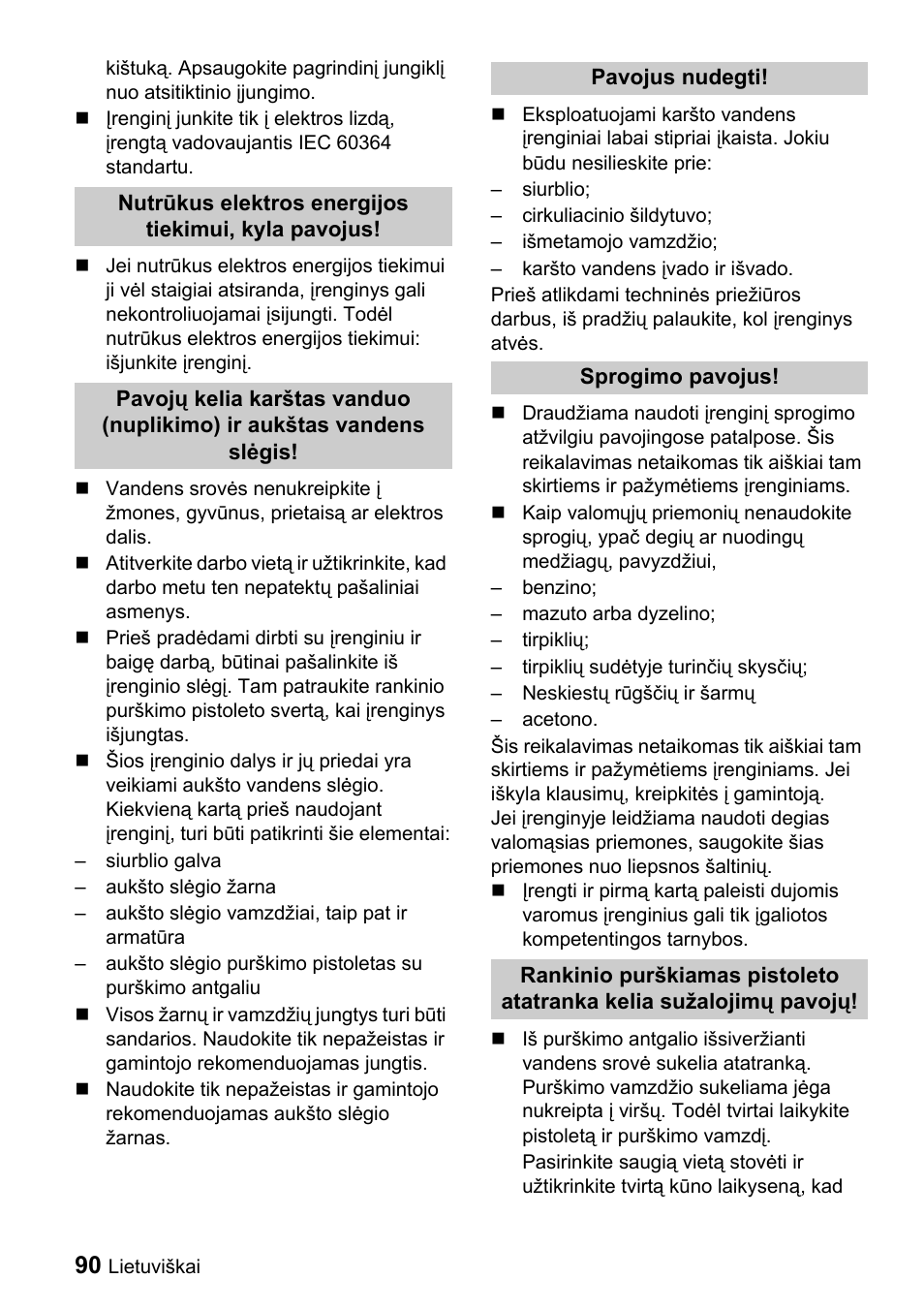 Karcher Sicherheitshinweise für Hochdruck-Reinigungsanlagen User Manual | Page 90 / 92