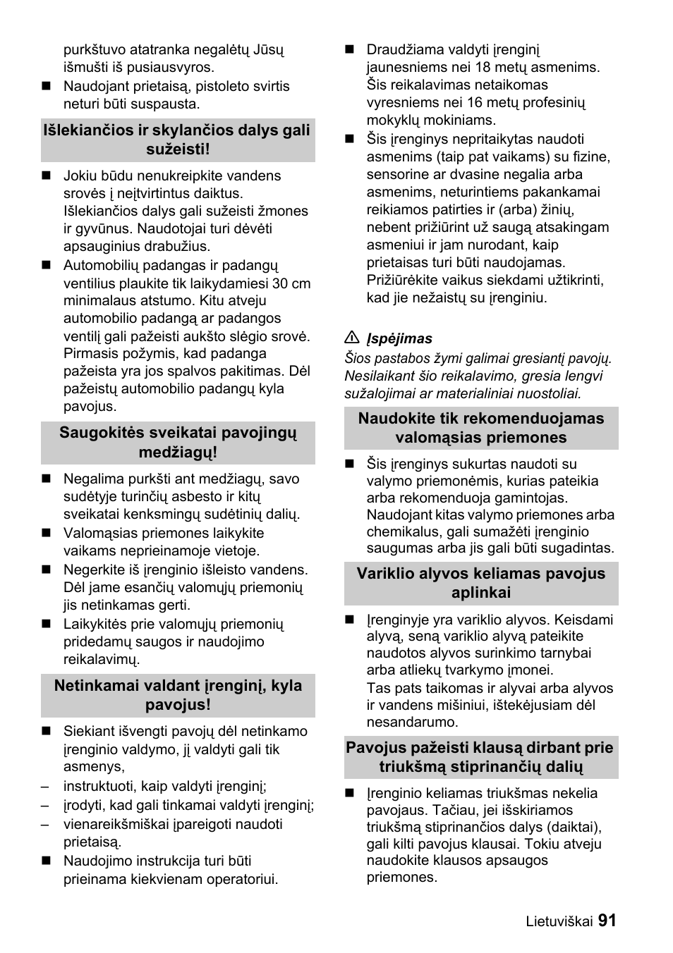 Karcher Sicherheitshinweise für Hochdruck-Reinigungsanlagen User Manual | Page 91 / 92