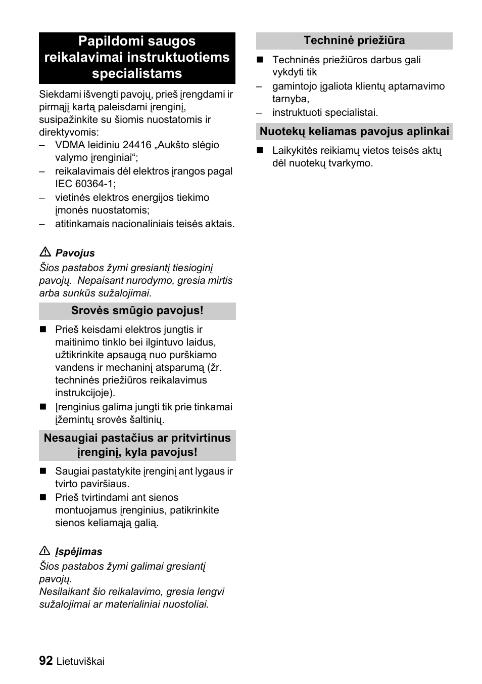 Karcher Sicherheitshinweise für Hochdruck-Reinigungsanlagen User Manual | Page 92 / 92