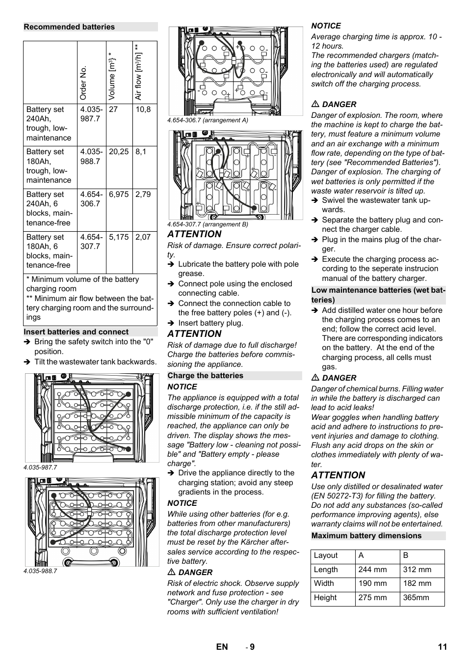 Attention | Karcher B 150 R User Manual | Page 11 / 60