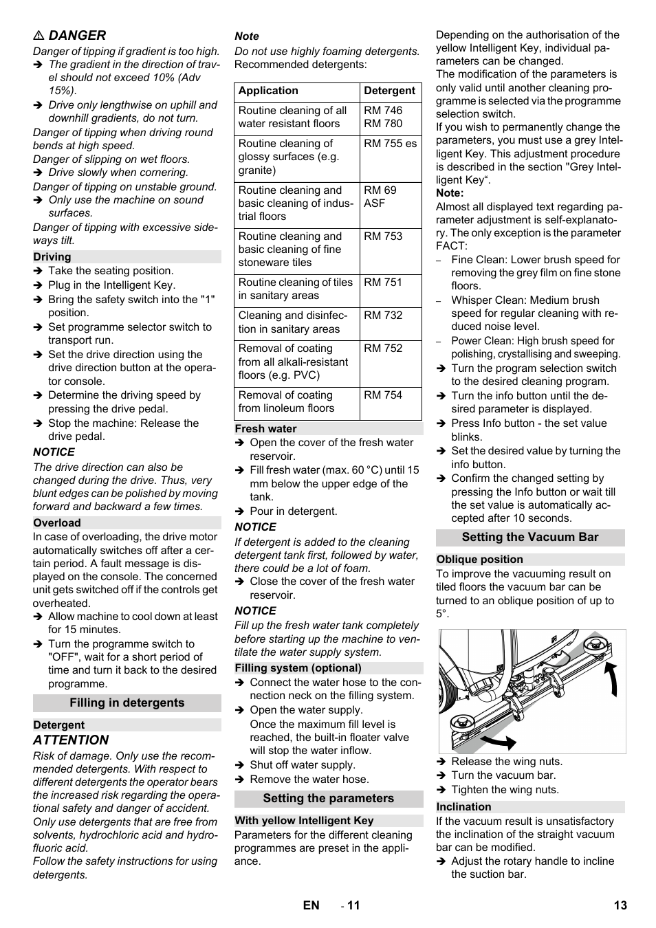 Danger, Attention | Karcher B 150 R User Manual | Page 13 / 60