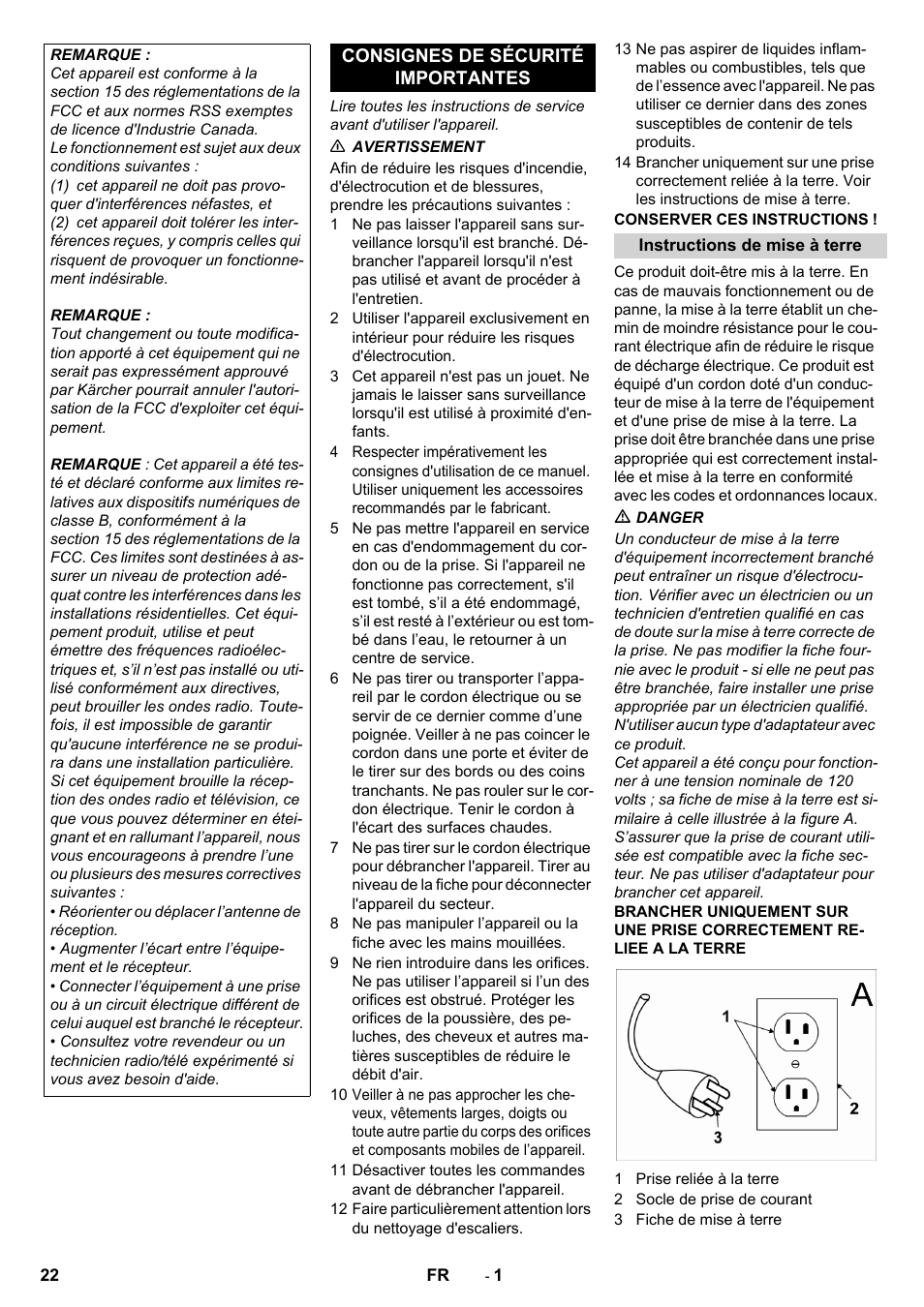 Français | Karcher B 150 R User Manual | Page 22 / 60