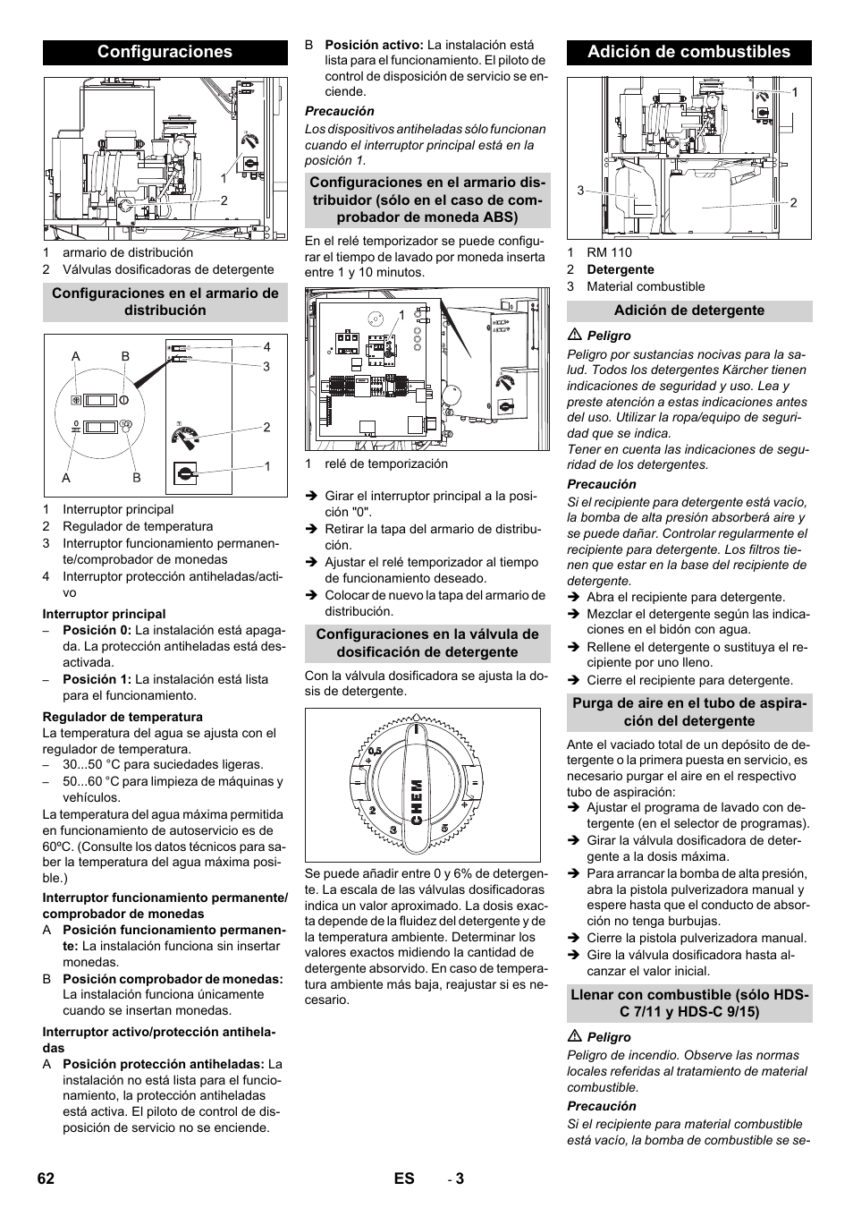 Configuraciones, Adición de combustibles | Karcher HDS-C 7-11 Steel User Manual | Page 62 / 152