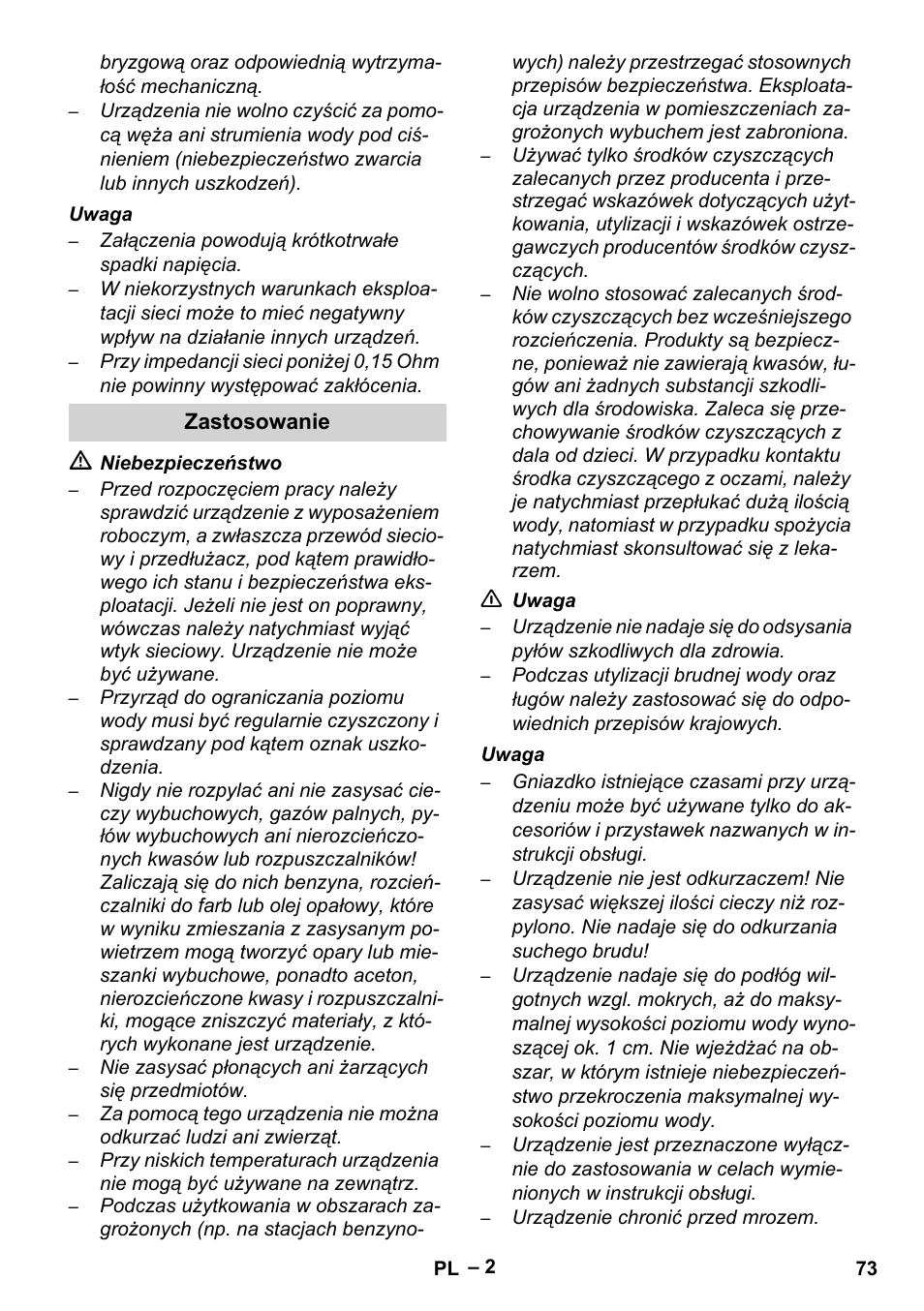 Zastosowanie | Karcher Brush cleaning devices and spray extraction devices User Manual | Page 73 / 116