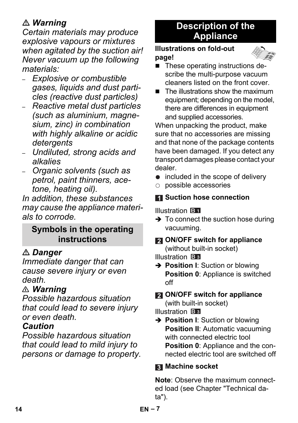 Description of the appliance | Karcher MV 3 P User Manual | Page 14 / 222