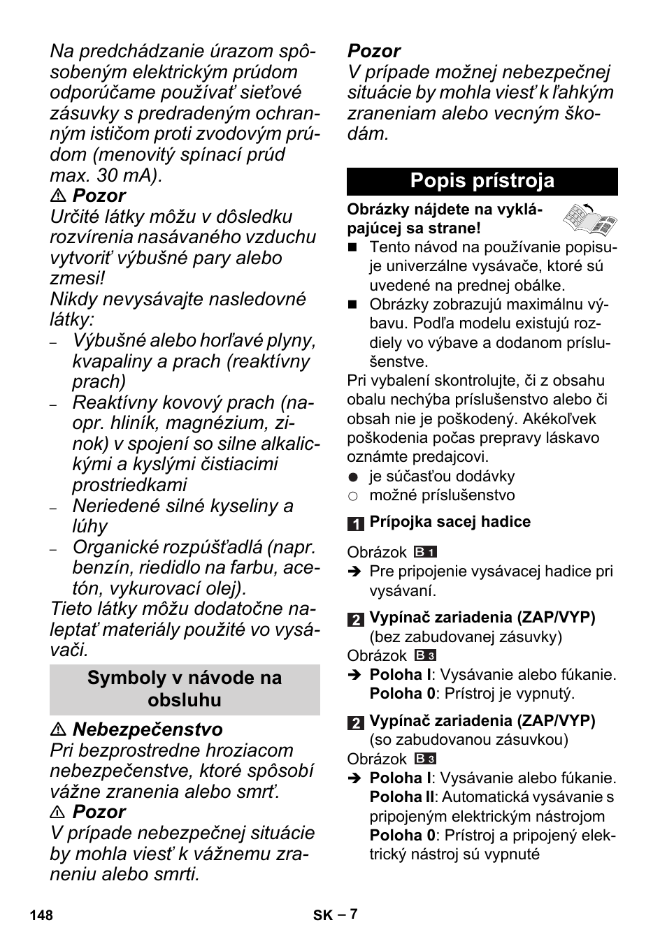 Popis prístroja | Karcher MV 3 P User Manual | Page 148 / 222