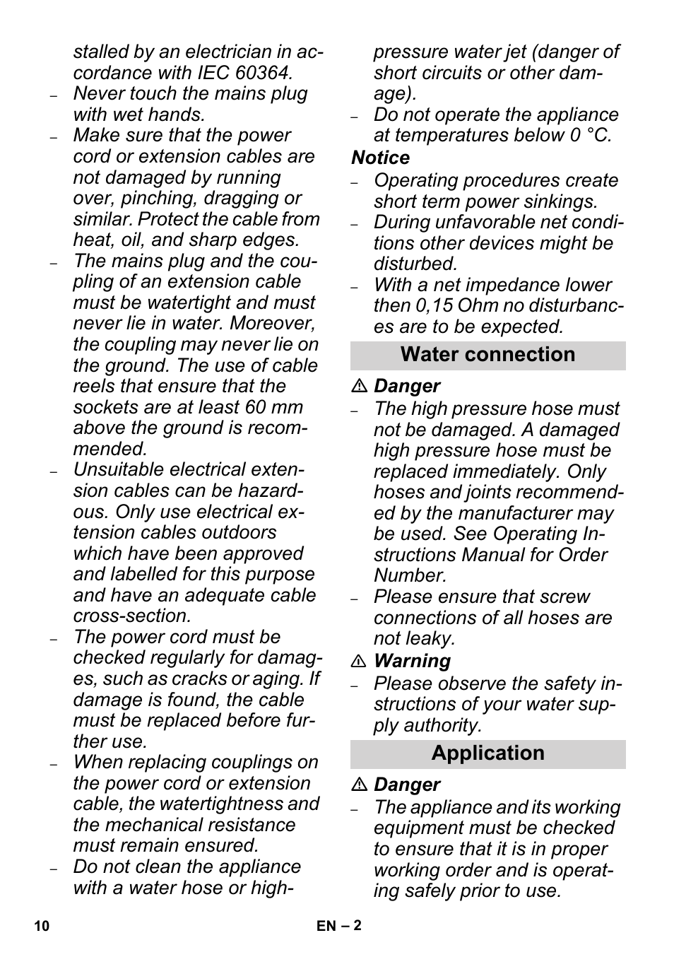 Water connection application | Karcher High Pressure Cleaners User Manual | Page 10 / 192