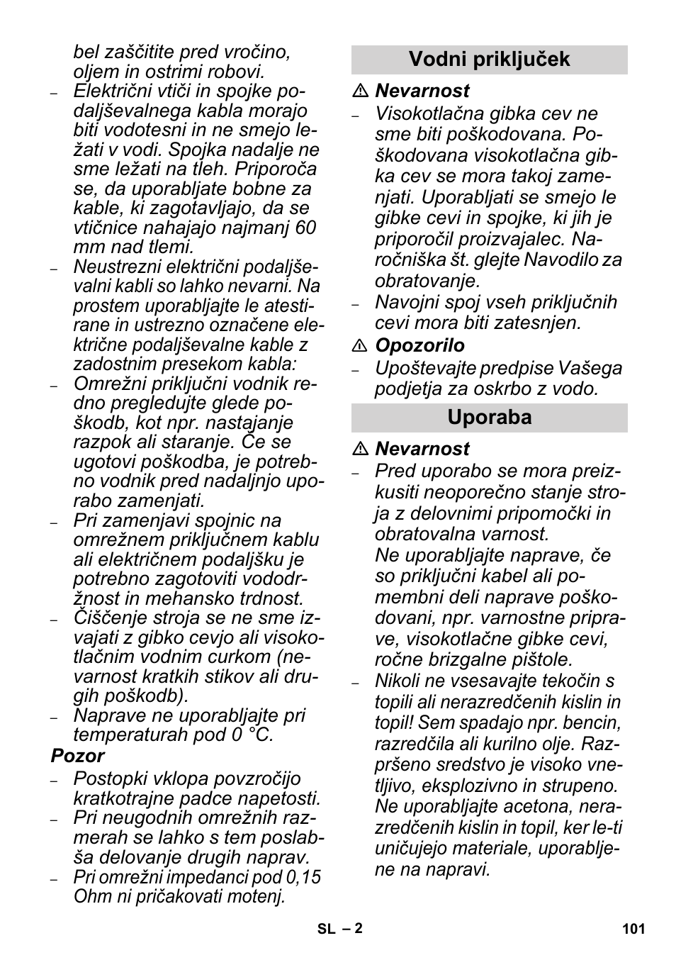 Vodni priključek uporaba | Karcher High Pressure Cleaners User Manual | Page 101 / 192