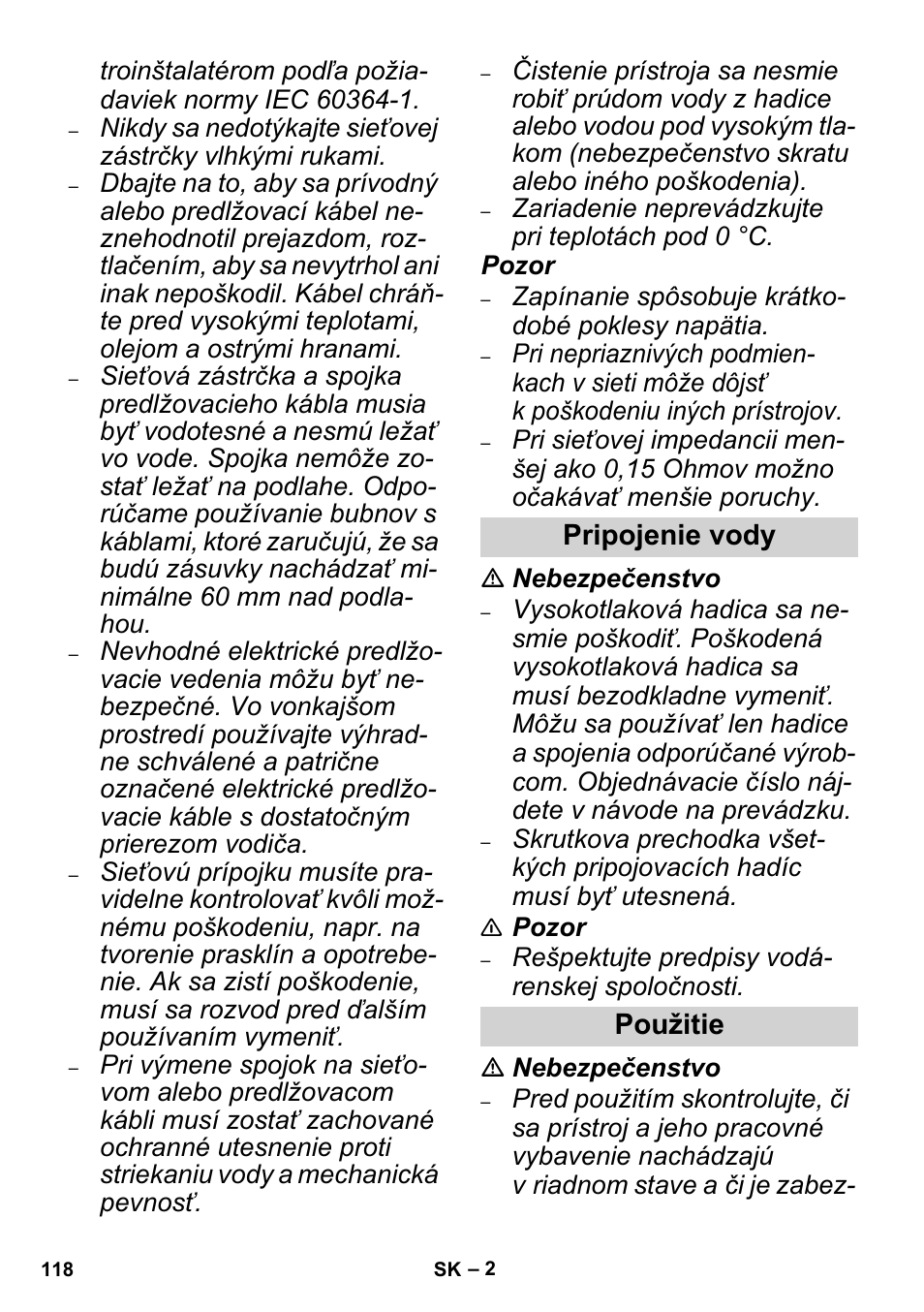 Pripojenie vody použitie | Karcher High Pressure Cleaners User Manual | Page 118 / 192