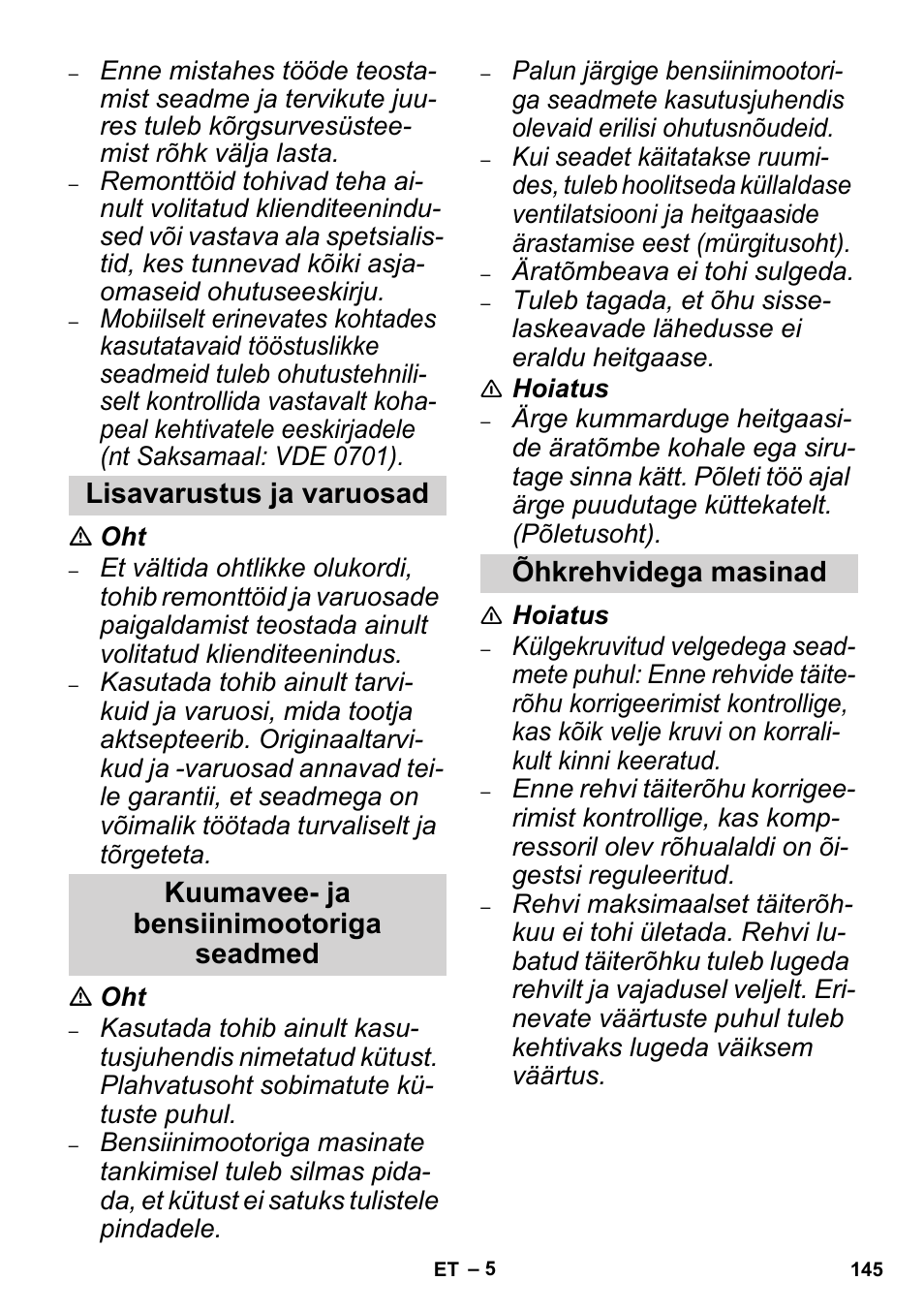 Karcher High Pressure Cleaners User Manual | Page 145 / 192