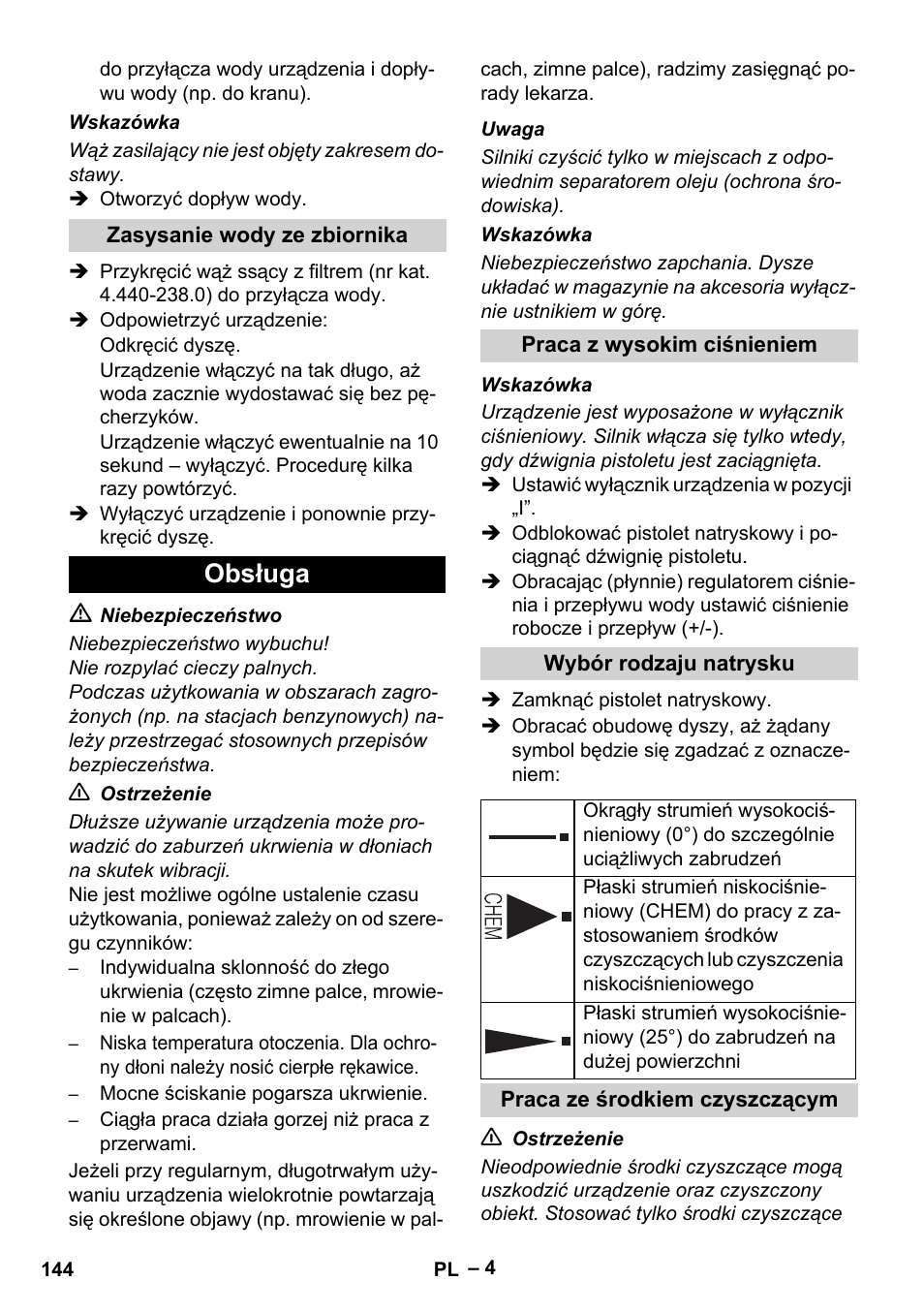 Obsługa | Karcher HD 5-11 C Plus User Manual | Page 144 / 232