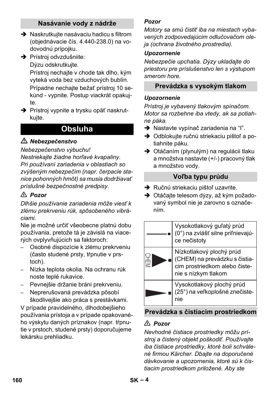 Obsluha | Karcher HD 5-11 C Plus User Manual | Page 160 / 232