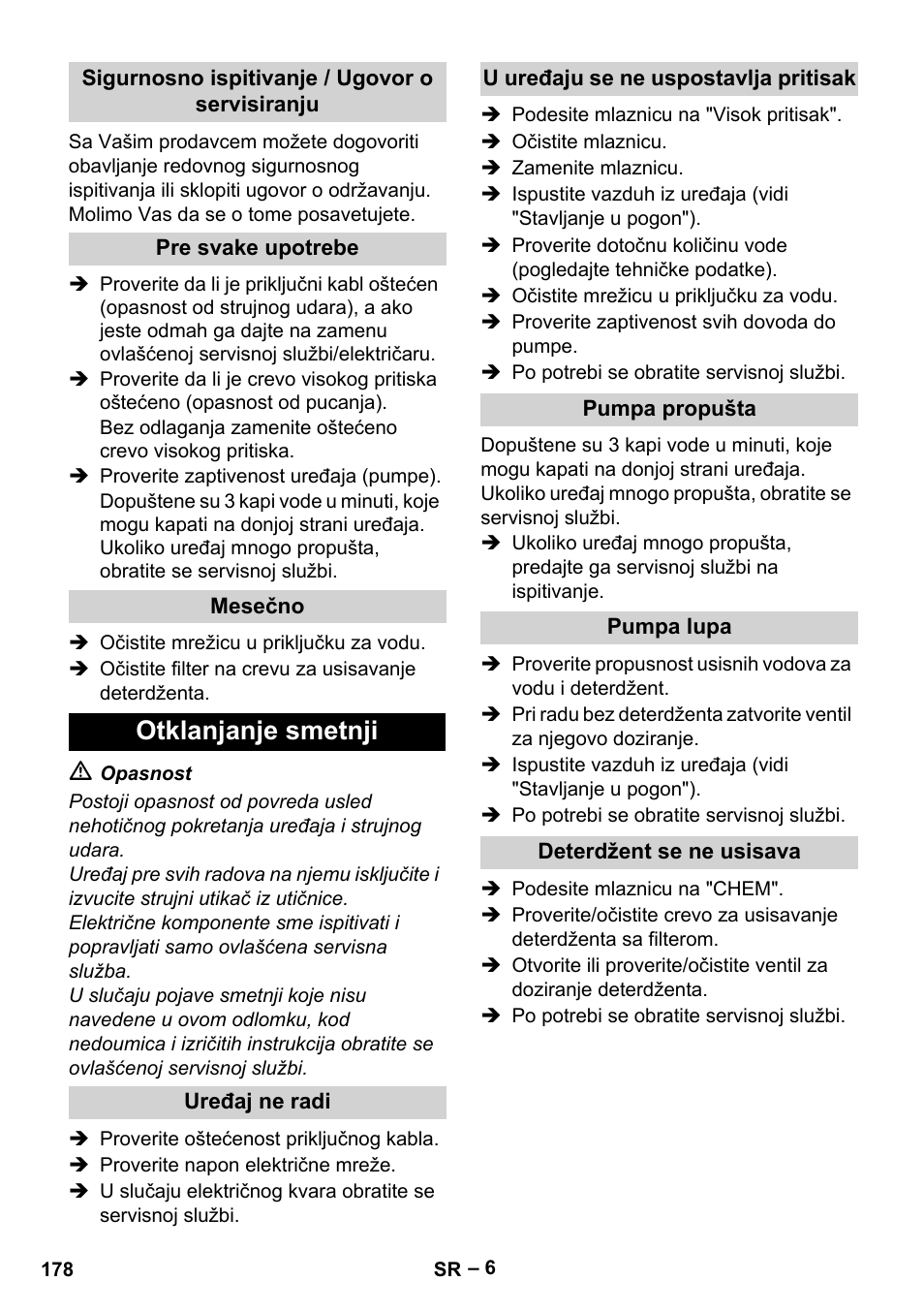 Otklanjanje smetnji | Karcher HD 5-11 C Plus User Manual | Page 178 / 232