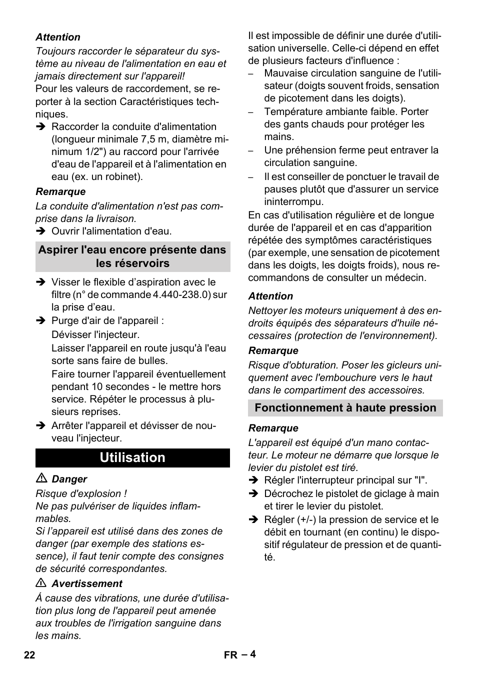 Utilisation | Karcher HD 5-11 C Plus User Manual | Page 22 / 232