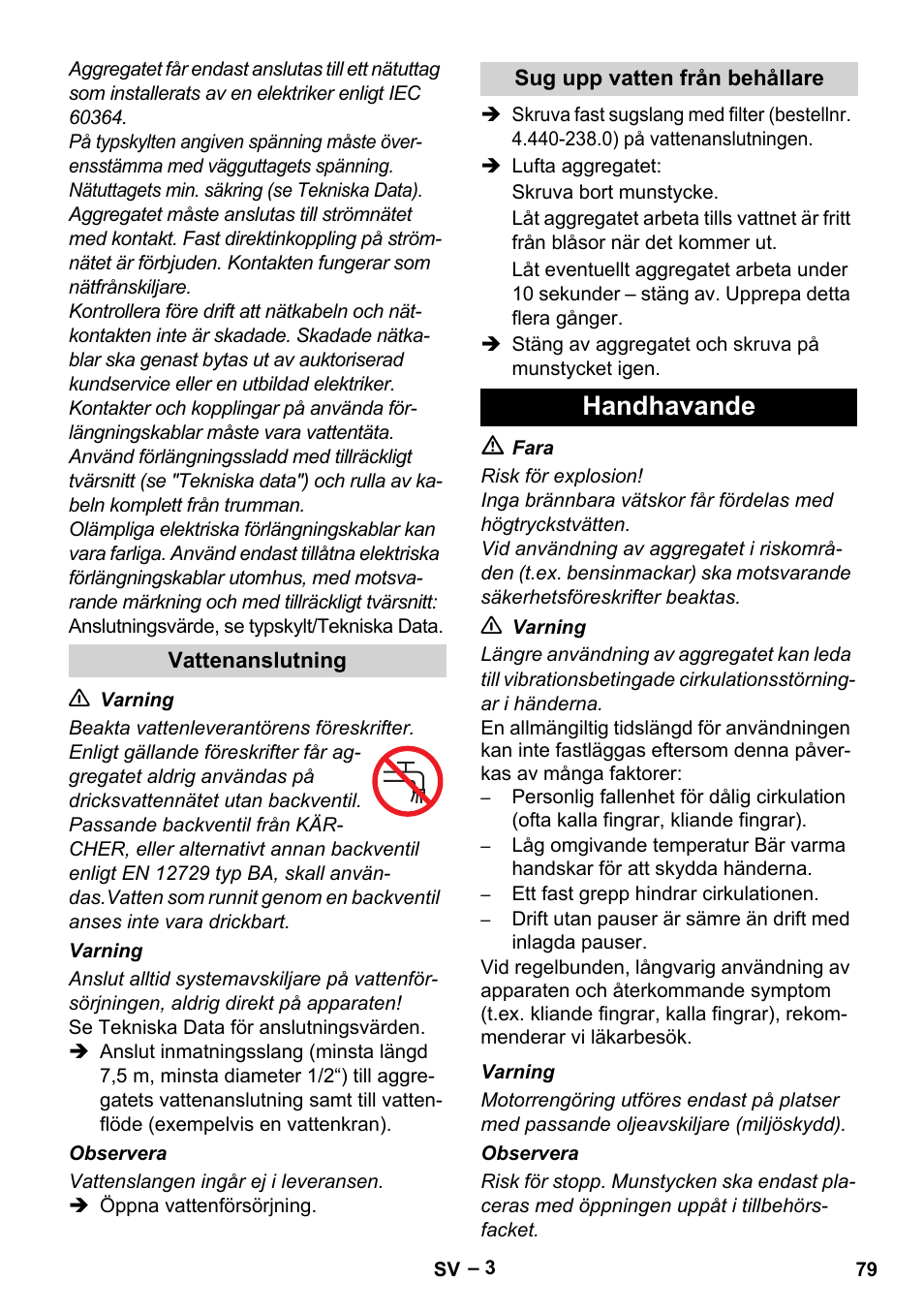 Handhavande | Karcher HD 5-11 C Plus User Manual | Page 79 / 232