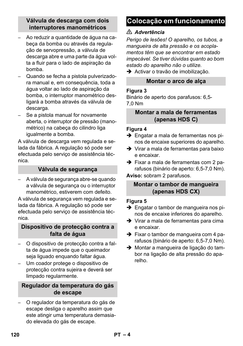 Colocação em funcionamento | Karcher HDS 8-17 CX User Manual | Page 120 / 500