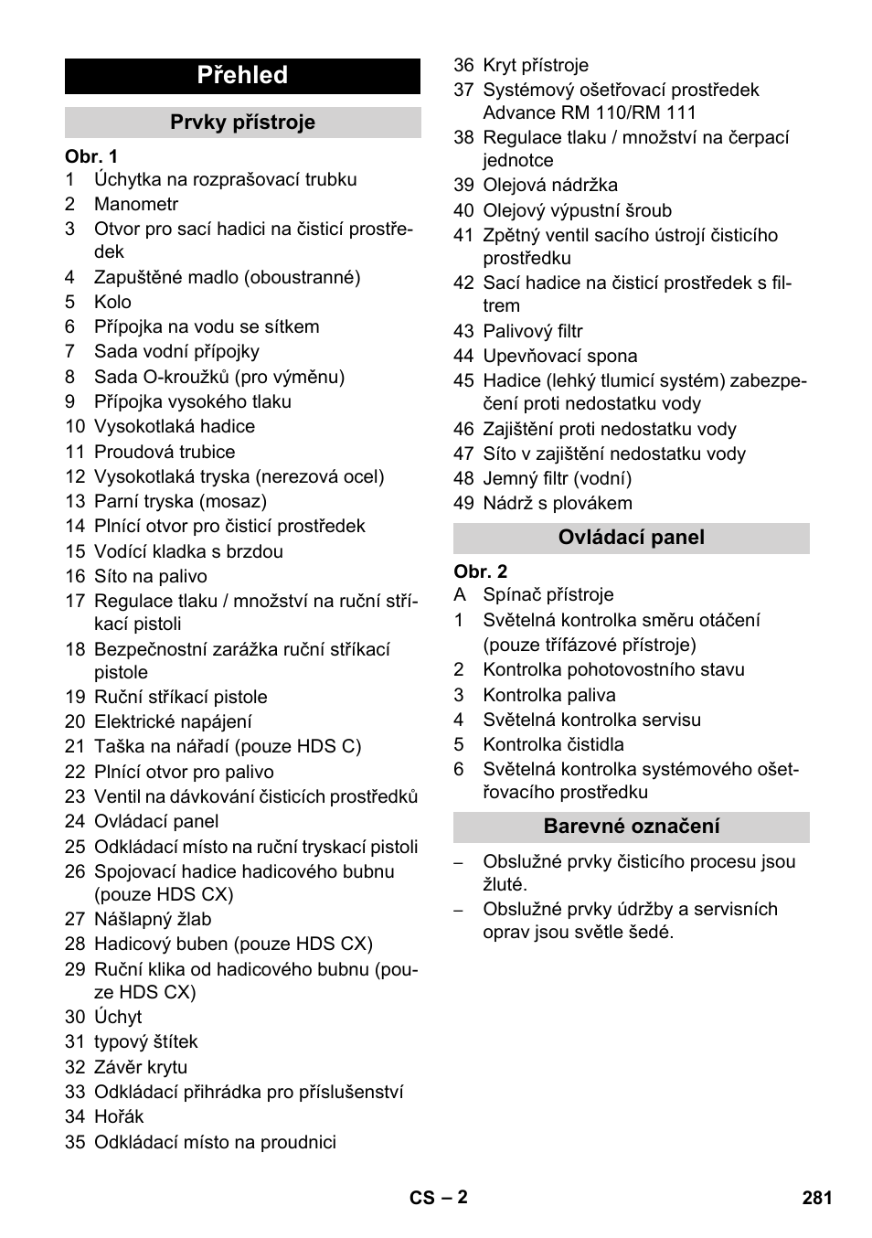 Přehled | Karcher HDS 8-17 CX User Manual | Page 281 / 500