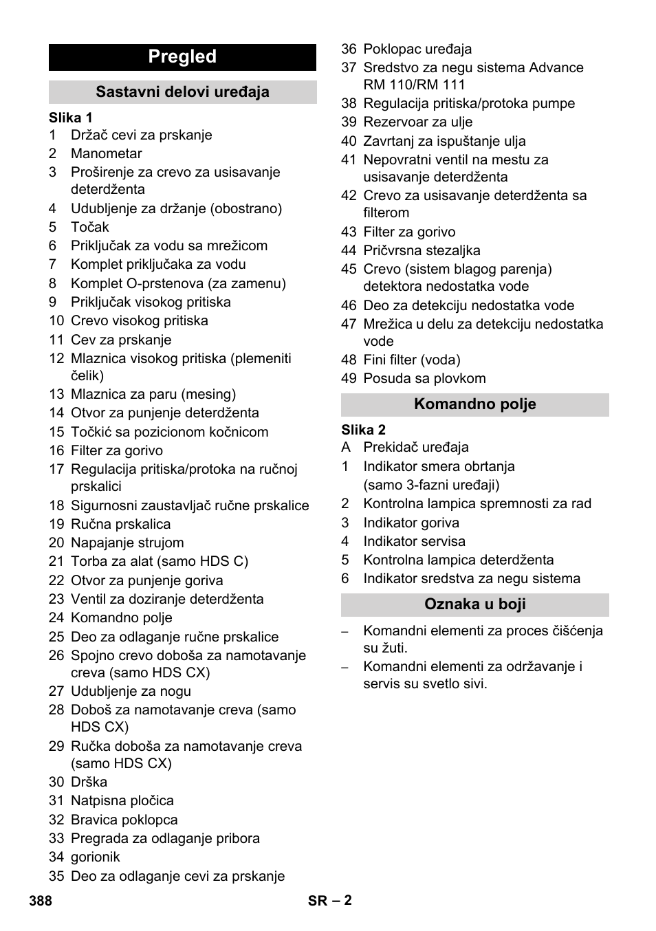 Pregled | Karcher HDS 8-17 CX User Manual | Page 388 / 500