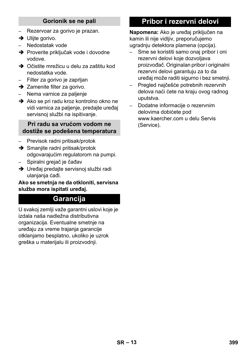 Garancija pribor i rezervni delovi | Karcher HDS 8-17 CX User Manual | Page 399 / 500